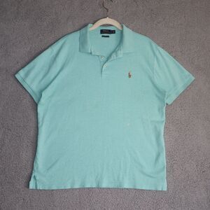 Polo Ralph Lauren Polo Shirt Mens Medium Green Rugby Pullover Golf Flesh Pony